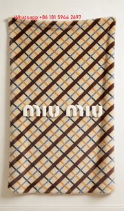 Miu Miu Geometric Plaid Print Flannel Throw Blanket IMG_0446